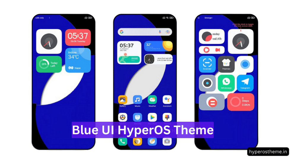 Blue Ui Hyperos Theme For Xiaomi With Dynamic Lockscreen App Widgets