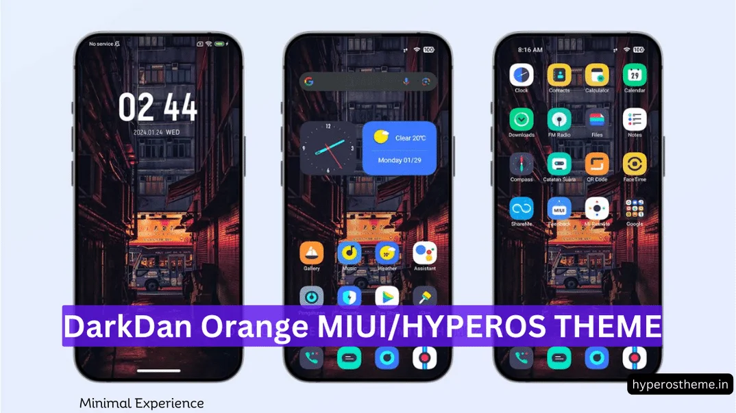 DarkDan Orange HyperOS Theme for Xiaomi Phones with Beautiful Lockscreen