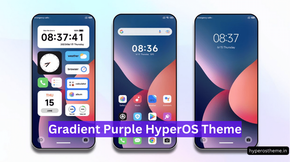 Gradient Purple HyperOS Theme for Xiaomi with Dynamic Lockscreen & App Icons