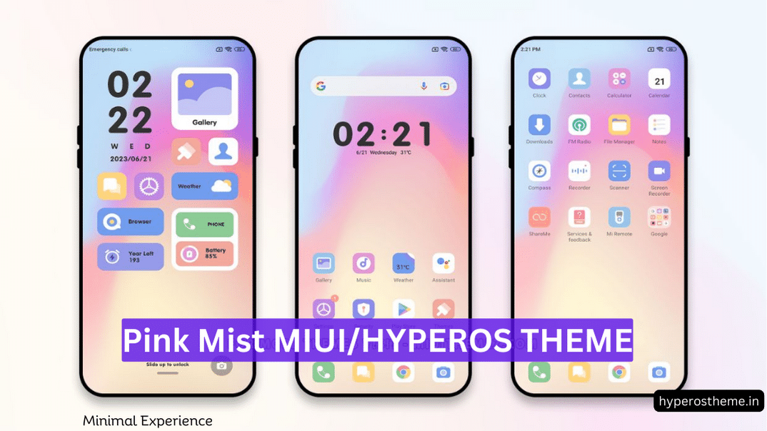 Pink Mist HyperOS Theme for Xiaomi Phones with Beautiful Lockscreen