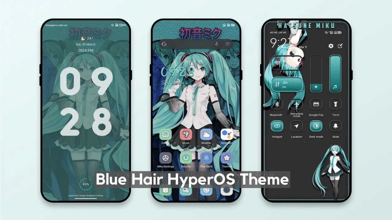 Blue Hair HyperOS Theme for Xiaomi with Hatsune Miku Experience - HyperOS  Themes