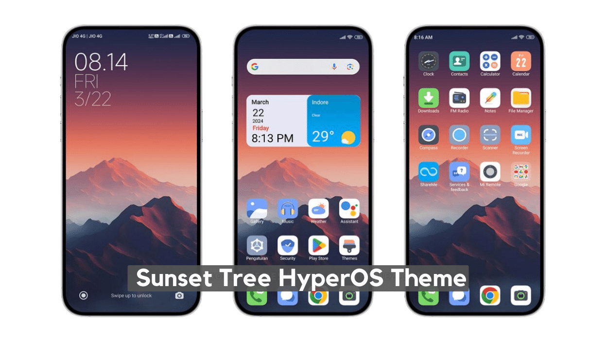 Sunset Tree HyperOS Theme for Xiaomi with Dynamic Lockscreen