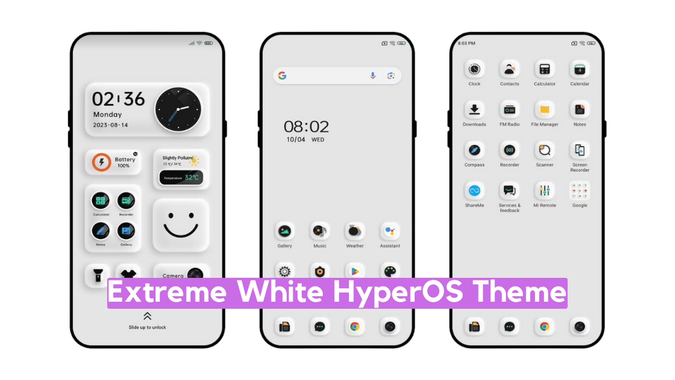 Extreme White HyperOS Theme for Xiaomi with Minimal Experience