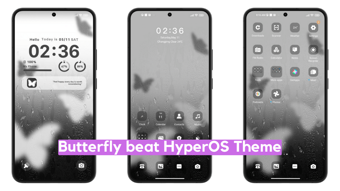 Butterfly beat HyperOS Theme for Xiaomi with Minimal Experience Butterfly beat HyperOS Theme for Xiaomi with Minimal Experience