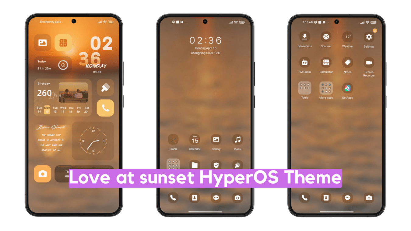 Love at Sunset HyperOS Theme for Xiaomi with Dynamic iOS Widgets