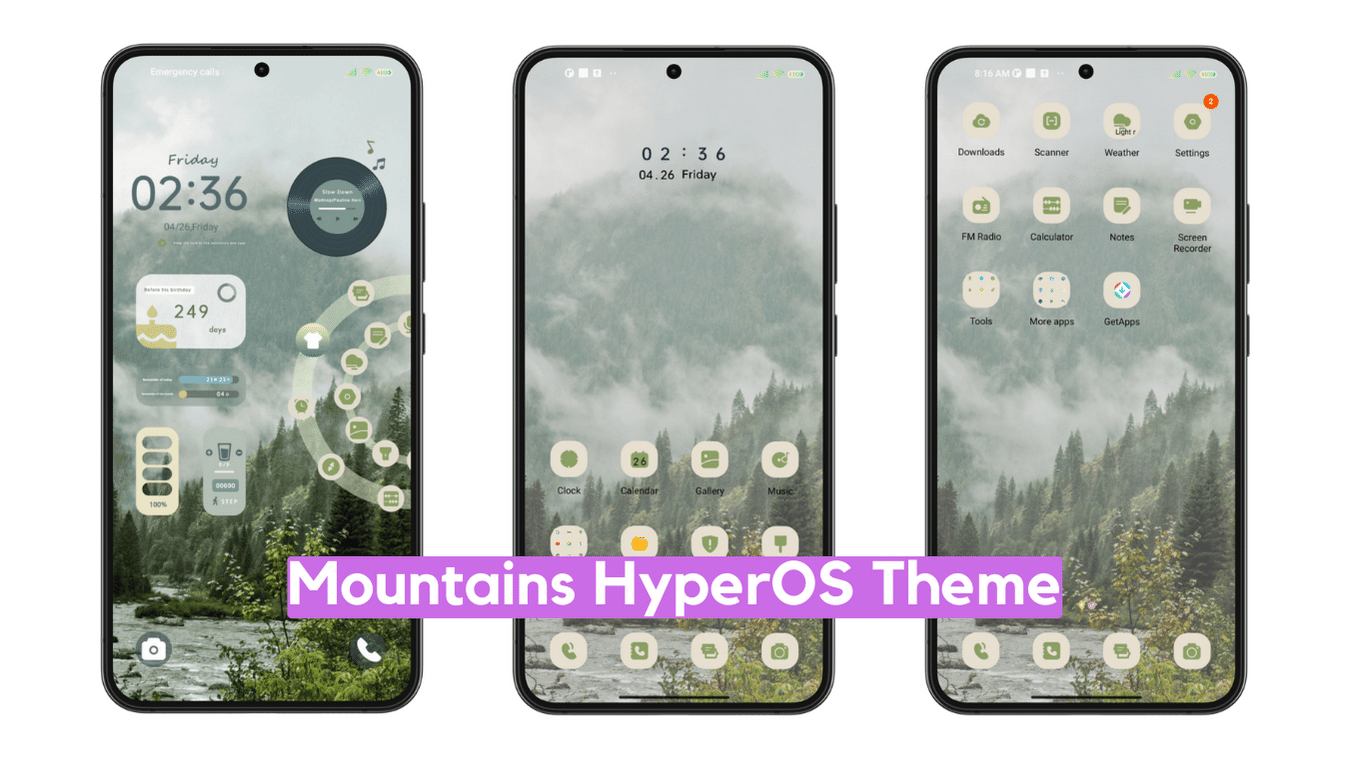 Mountains HyperOS Theme for Xiaomi with Dynamic Experience