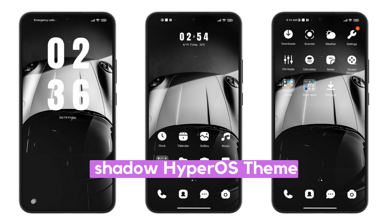 shadow HyperOS Theme for Xiaomi with Dynamic Minimal UI