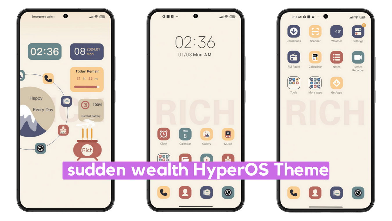 sudden wealth HyperOS Theme for Xiaomi with Dynamic Minimal UI