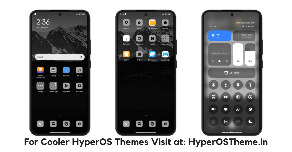 Mountains Black HyperOS Theme