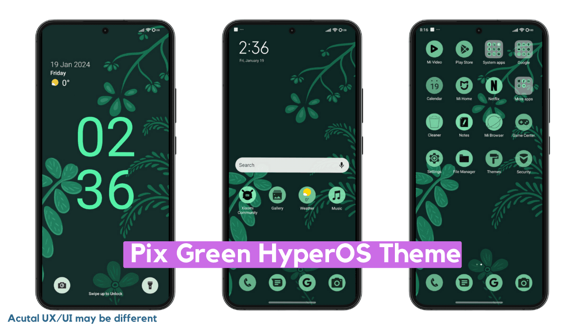 Pix Green HyperOS Theme for Xiaomi with Beautiful Icons Pix Green HyperOS Theme for Xiaomi with Beautiful Icons